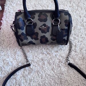 Coach Black and Gray Crossbody Bag with Animal Print